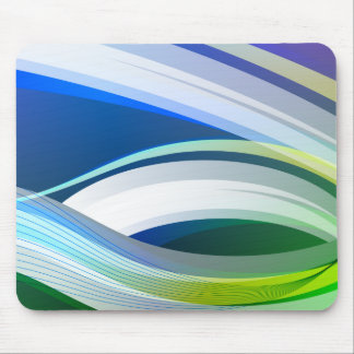 Modern Abstract Blue Green Swirl Swish Design Mouse Pad