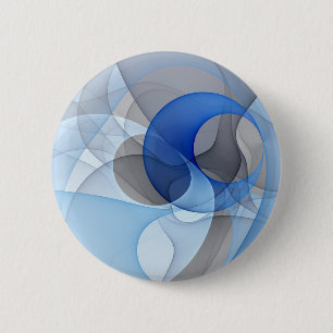 Modern Abstract Blue Grey Fractal Art Graphic 6 Cm Round Badge