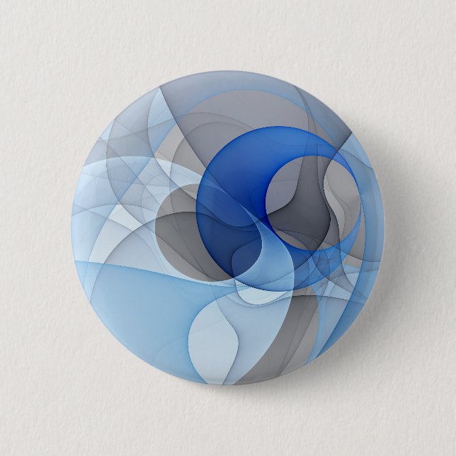Modern Abstract Blue Grey Fractal Art Graphic 6 Cm Round Badge (Front)