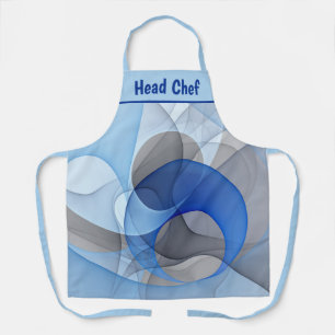 Modern Abstract Blue Grey Fractal Art Graphic Apron