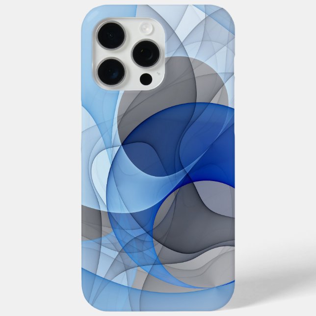 Modern Abstract Blue Grey Fractal Art Graphic Case-Mate iPhone Case (Back)