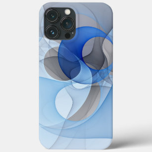 Modern Abstract Blue Grey Fractal Art Graphic iPhone 13 Pro Max Case