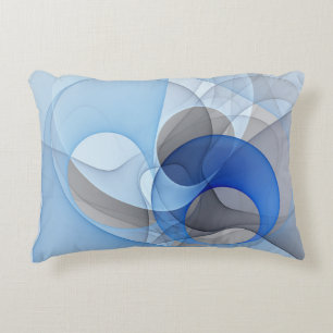 Modern Abstract Blue Grey Fractal Art Graphic Decorative Cushion