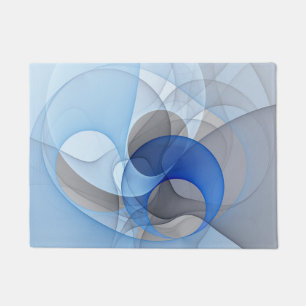 Modern Abstract Blue Grey Fractal Art Graphic Doormat