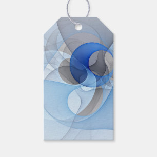 Modern Abstract Blue Grey Fractal Art Graphic Gift Tags