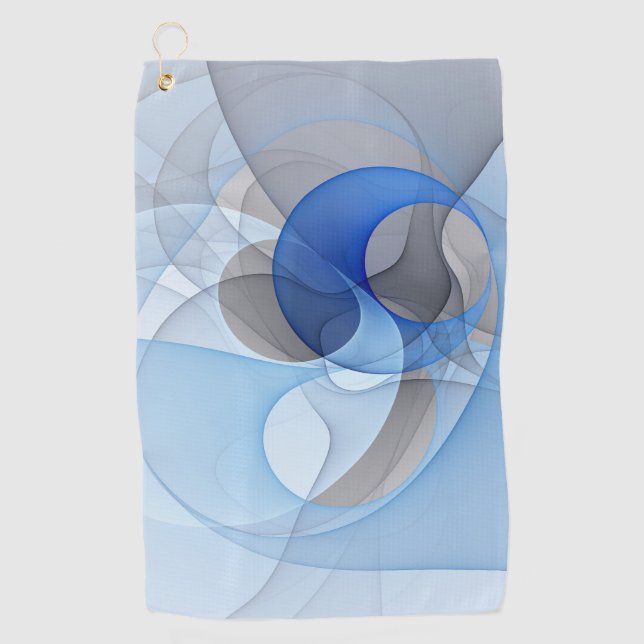 Modern Abstract Blue Grey Fractal Art Graphic Golf Towel (Front)