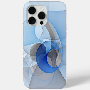 Modern Abstract Blue Grey Fractal Art Graphic iPhone 15 Pro Max Case