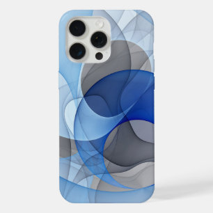 Modern Abstract Blue Grey Fractal Art Graphic iPhone 15 Pro Max Case
