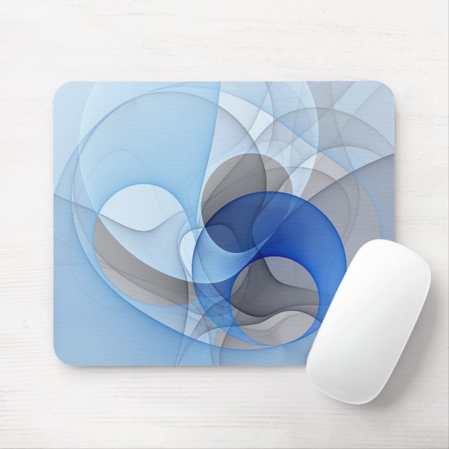 Modern Abstract Blue Grey Fractal Art Graphic Mouse Pad (With Mouse)