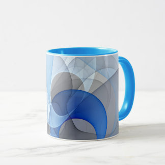 Modern Abstract Blue Grey Fractal Art Graphic Mug