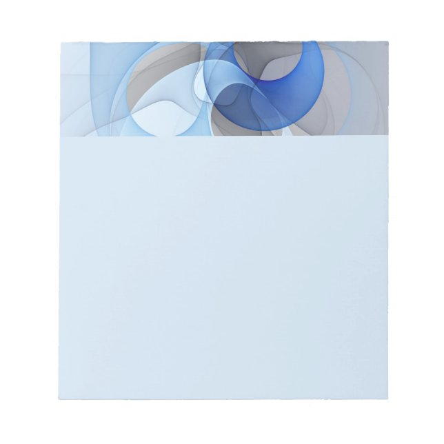 Modern Abstract Blue Grey Fractal Art Graphic Notepad (Front)