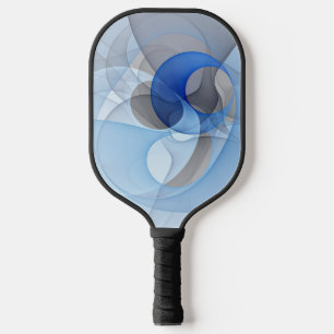 Modern Abstract Blue Grey Fractal Art Graphic Pickleball Paddle