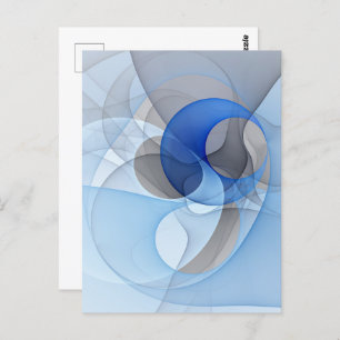 Modern Abstract Blue Grey Fractal Art Graphic Postcard