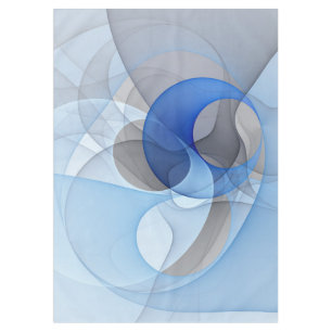 Modern Abstract Blue Grey Fractal Art Graphic Tablecloth