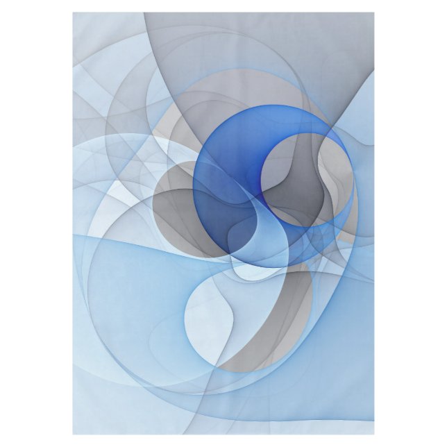 Modern Abstract Blue Grey Fractal Art Graphic Tablecloth (Front)