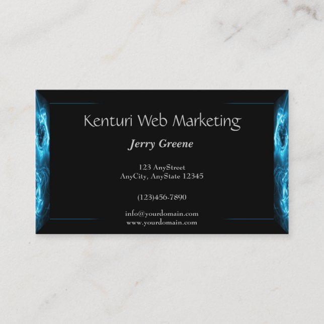 Modern Abstract Blue Hi Tech Business Card (Front)