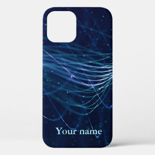 Modern Abstract Blue Lines With Name iPhone 12 Pro Case