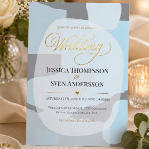 Modern Abstract Blue Minimalist Artistic Wedding