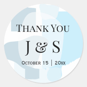 Modern Abstract Blue Minimalist Artistic Wedding Classic Round Sticker