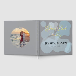 Modern Abstract Blue Minimalist Artistic Wedding Guest Book