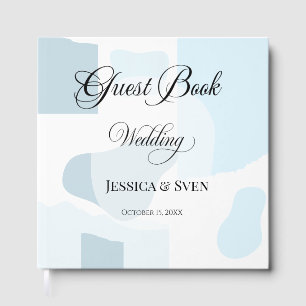 Modern Abstract Blue Minimalist Artistic Wedding  Guest Book