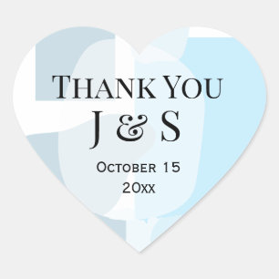 Modern Abstract Blue Minimalist Artistic Wedding Heart Sticker