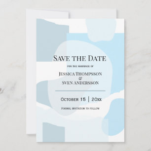 Modern Abstract Blue Minimalist Artistic Wedding  Save The Date