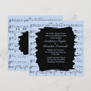 Modern Abstract Blue Music Wedding Invitation