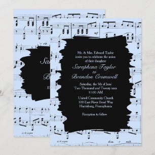 Modern Abstract  Blue Music Wedding Invite