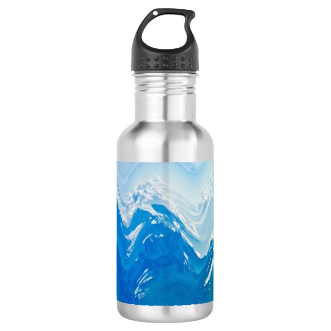 Modern Abstract Blue Ocean Art Personalised 710 Ml Water Bottle (Front)