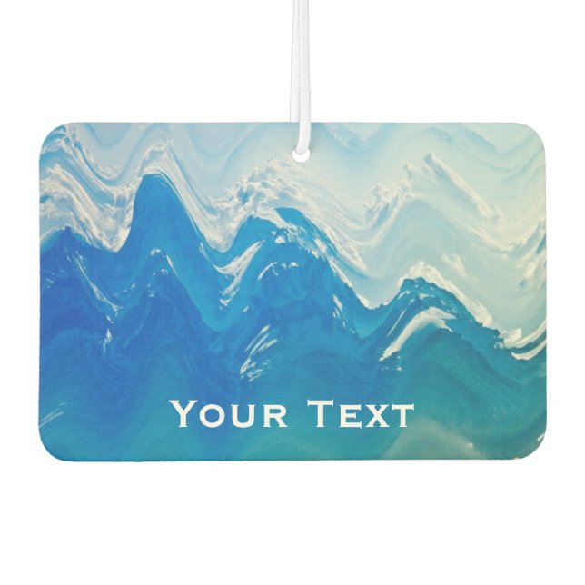 Modern Abstract Blue Ocean Art Personalised Car Air Freshener (Front)