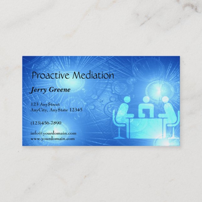 Modern Abstract Blue Office Business Card (Front)