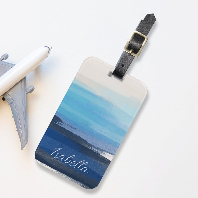 Modern Abstract Blue Paint Splash Custom Luggage Tag (Creator Uploaded)