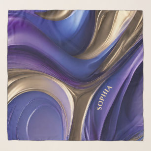 Modern Abstract-Blue Purple and Gold- Scarf