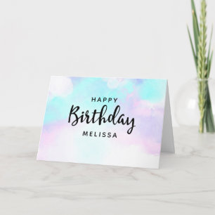 Modern Abstract Blue & Purple Watercolor Birthday Card