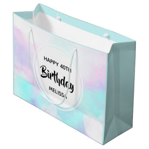 Modern Abstract Blue & Purple Watercolor Birthday Large Gift Bag