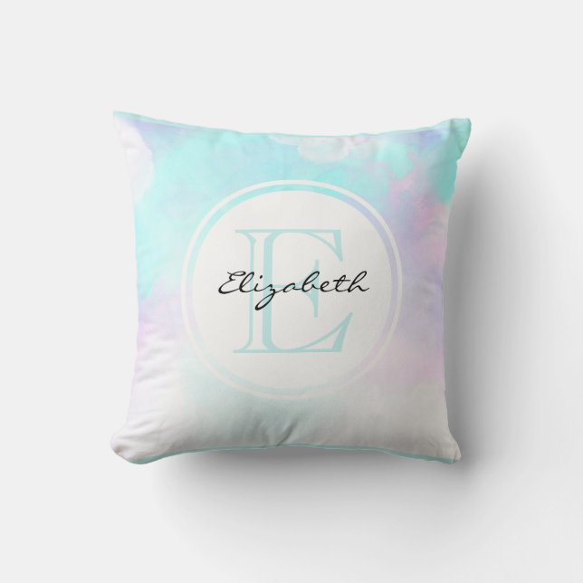 Modern Abstract Blue & Purple Watercolor Cushion (Front)