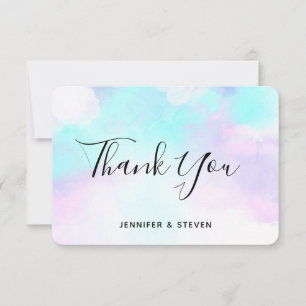 Modern Abstract Blue & Purple Watercolor Thank You Card
