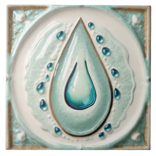 Modern Abstract Blue & White Water drop Bathroom Ceramic Tile