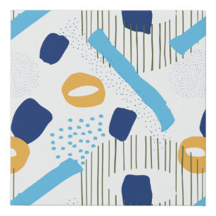Modern Abstract Blue Yellow Geometric Chic Shapes Faux Canvas Print