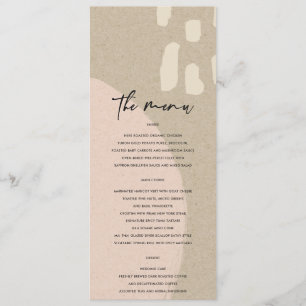 MODERN ABSTRACT BLUSH PEACH PINK KRAFT WEDDING MENU