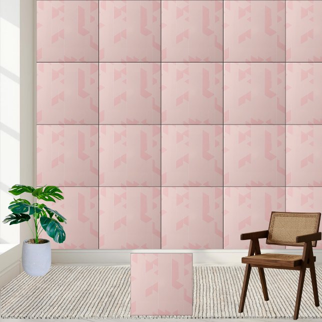 Modern Abstract Blush Pink Geometric  Ceramic Tile (Modern Abstract Blush Pink Geometric Ceramic Tile)
