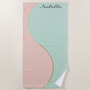 Modern Abstract Blush Pink Mint Collection Beach Towel