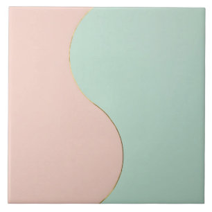 Modern Abstract Blush Pink Mint Collection Ceramic Tile