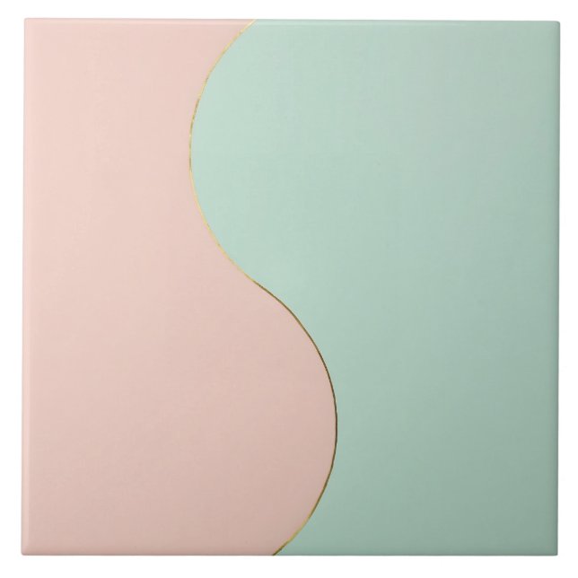 Modern Abstract Blush Pink Mint Collection Ceramic Tile (Front)