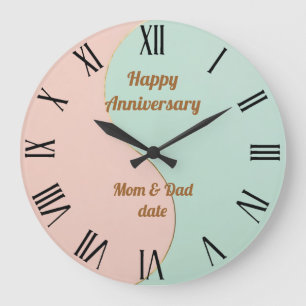 Modern Abstract Blush Pink Mint Collection Large Clock