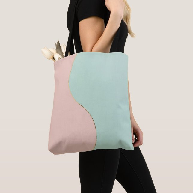 Modern Abstract Blush Pink Mint Collection Tote Bag (Close Up)