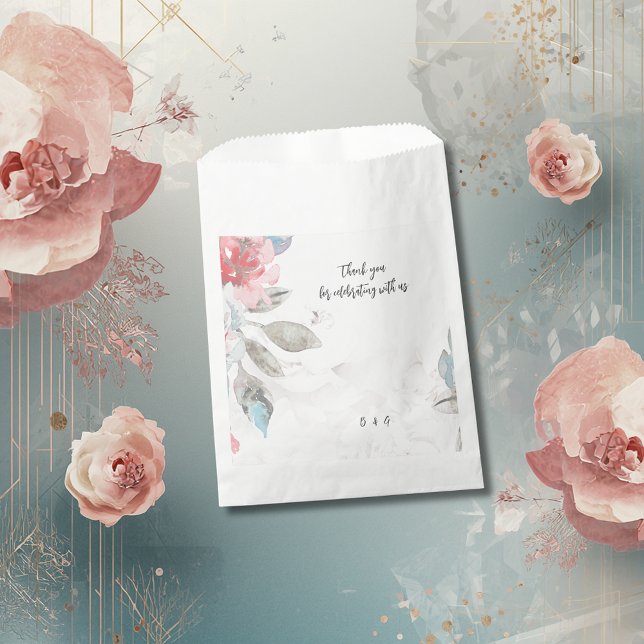 Modern Abstract Blush Rose & Wildflower Wedding Favour Bag (Creator Uploaded)