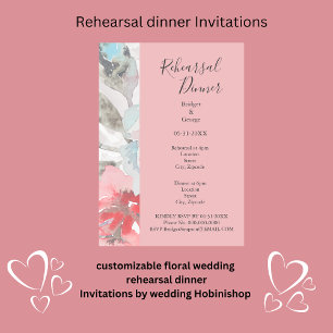 Modern Abstract Blush Rose & Wildflower Wedding Invitation