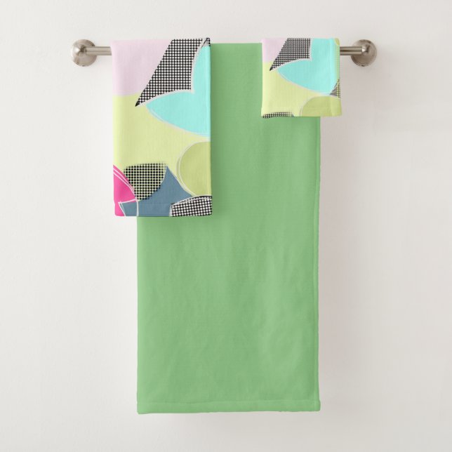 Modern abstract bocho pattern  bath towel set (Insitu)